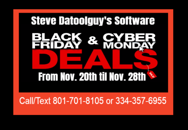 Steve Datoolguy Black Friday And Cyber Monday Software Sale